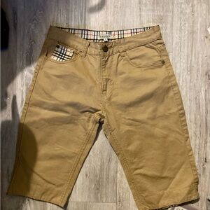 Burberry Beige Shorts with Check Trim